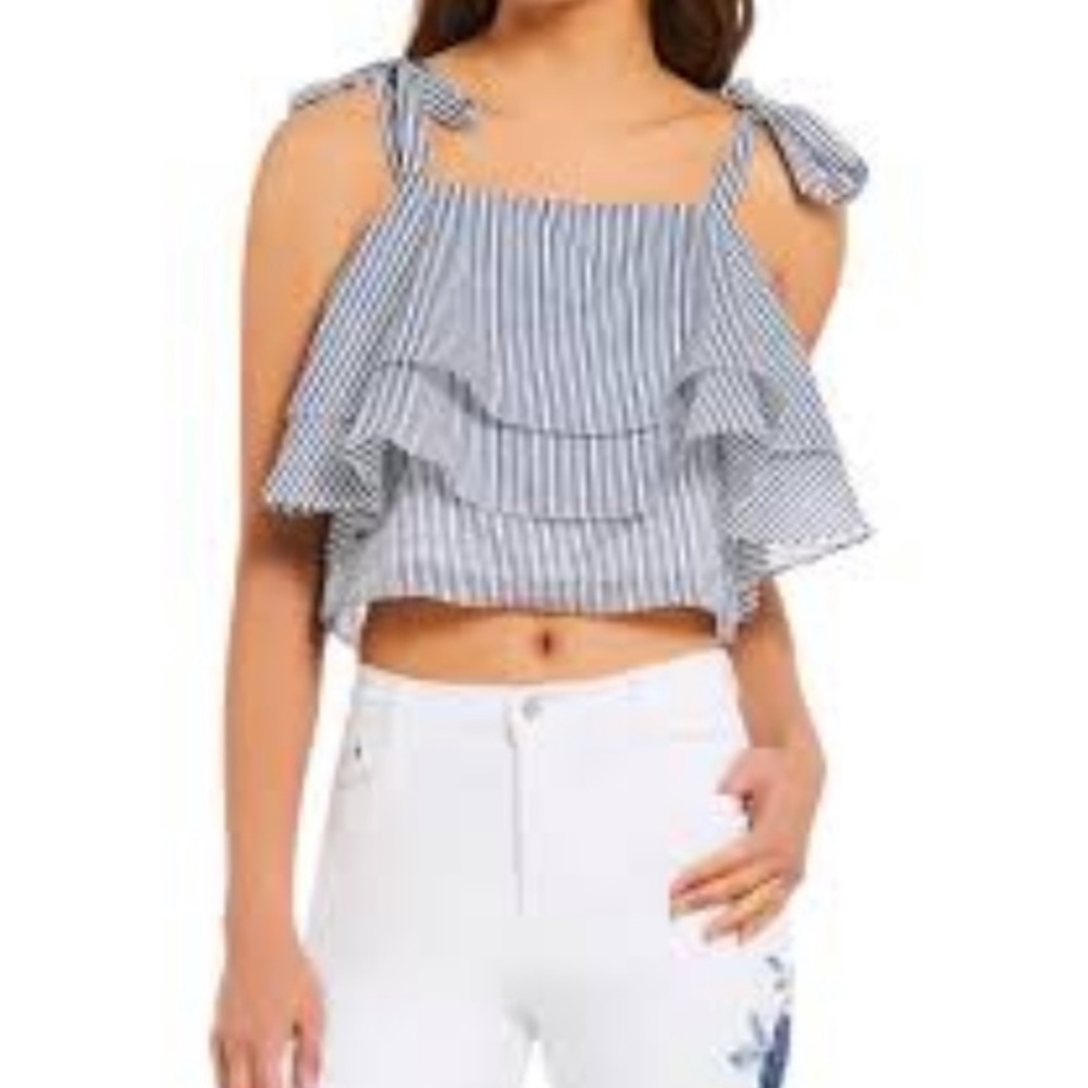 Gianni Bini Jenna Shoulder Tie Cropped Sailor Top